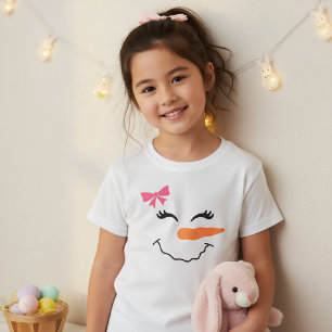 Snowman Face Smile with Ribbon T-Shirt para Crianç