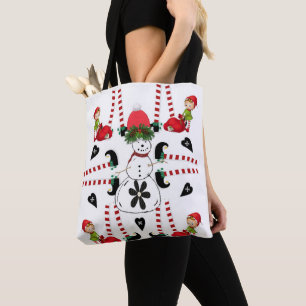 Snowman Feliz Natal Mulher Tote Bags Elf