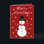 Snowman Festivo e Flocos de neve Cartão de Natal V<br><div class="desc">Cartão de Natal vermelho festivo com flocos de neve e um boneco de neve sorridente. A cor do texto e do plano de fundo é personalizável clicando no botão "Personalizar" - muitas fontes e cores a escolher. Use o mecanismo de pesquisa na minha loja para encontrar todos os meus produtos...</div>