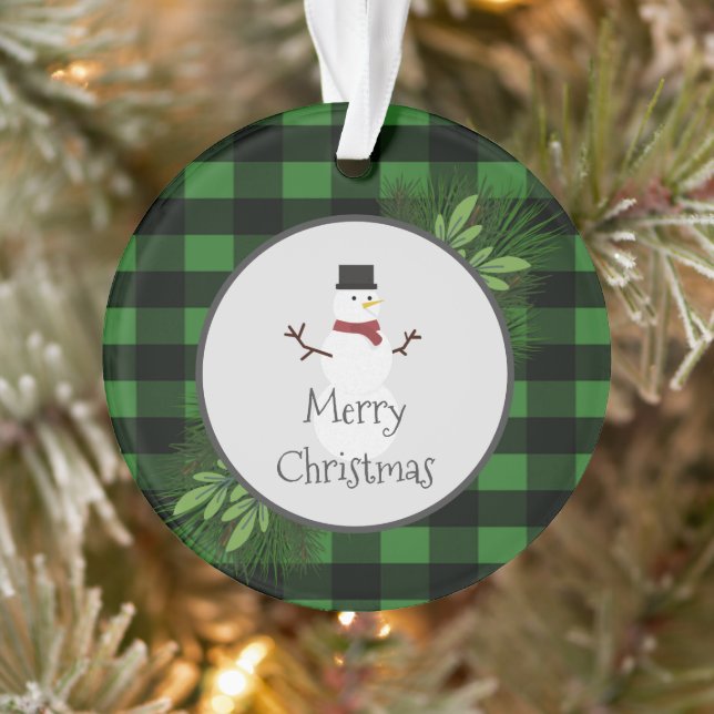 Snowman Green Buffalo - Ornamento de Xadrezes (Árvore)