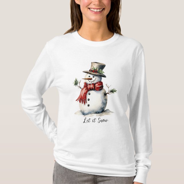 Snowman Long Sleeve T-Shirt (Frente)