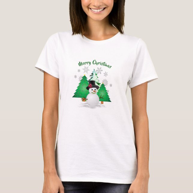 Snowman na Camisa de Natal da Wonderland de invern (Frente)