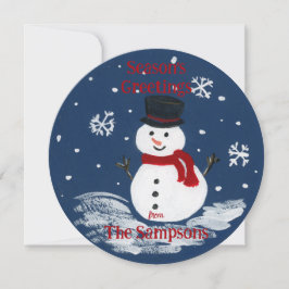 Snowman, pintado à mão, PERSONALIZE Round