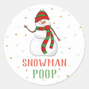 Snowman Poop Sticker Partido de Natal Etiquetas
