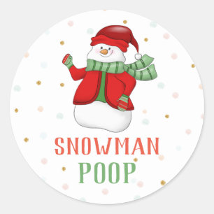 Snowman Poop Sticker Partido de Natal Etiquetas