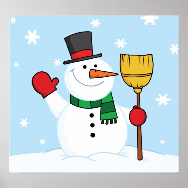 Snowman Segurando Um Poster De Broca (Frente)