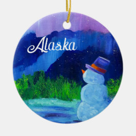 Snowman Sonha com ornamento cerâmico com ALASKA