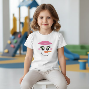 Snowman Sorri de Face com Camisa de Chapéu Rosa pa