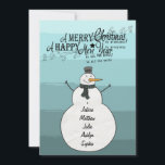 Snowman Stripes<br><div class="desc">Teal abstrato stripes Neve de Natal personalizado com cartões de nome</div>