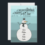 Snowman Stripes<br><div class="desc">Teal abstrato stripes Neve de Natal personalizado com cartões de nome</div>