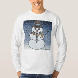 Snowman w/BG (branco) - Camisa de Capa Longa, de u