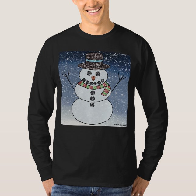 Snowman w/BG (vívido) - Camisa de manga longa, de  (Frente)
