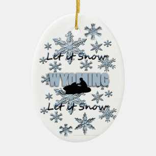 Snowmobile Deixe-o nevar Enfeites de natal Wyoming