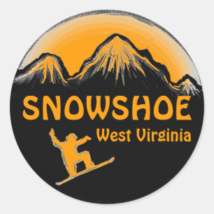 Snowshoe autocolantes laranja de snowboard na Virg