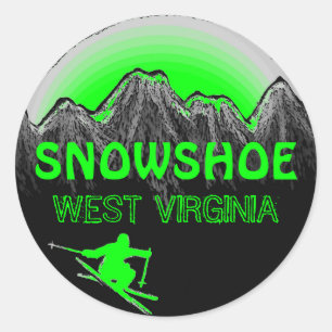 Snowshoe West Virginia, autocolantes verdes de esq