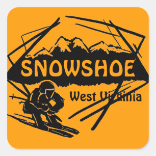 Snowshoe West Virginia — etiquetas de esqui laranj