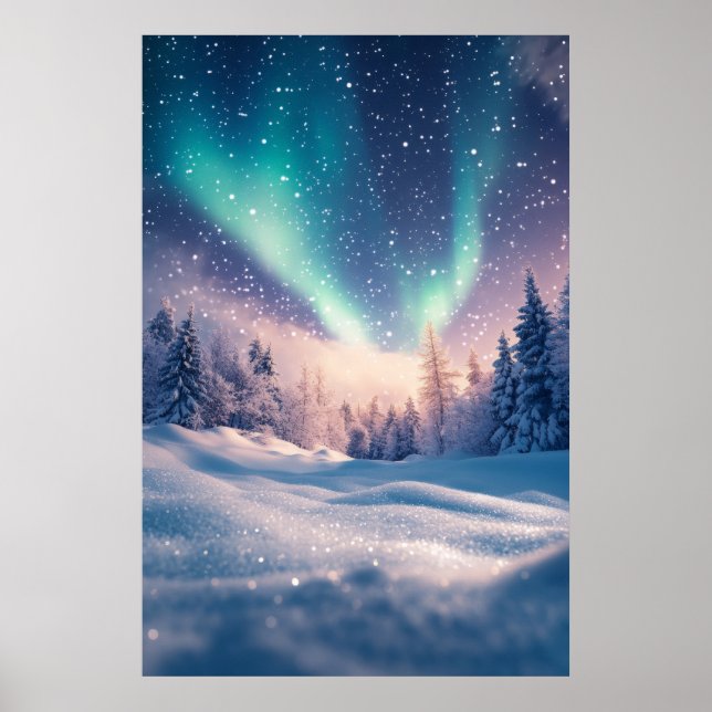 Snowy Winter Landscape Art Poster (Frente)