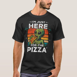 Só Aqui pela Pizza Alien Ufo - Camiseta Divertida