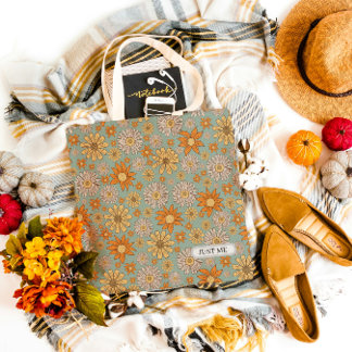 Só Eu Bolsa Azul Floral Estética Tote