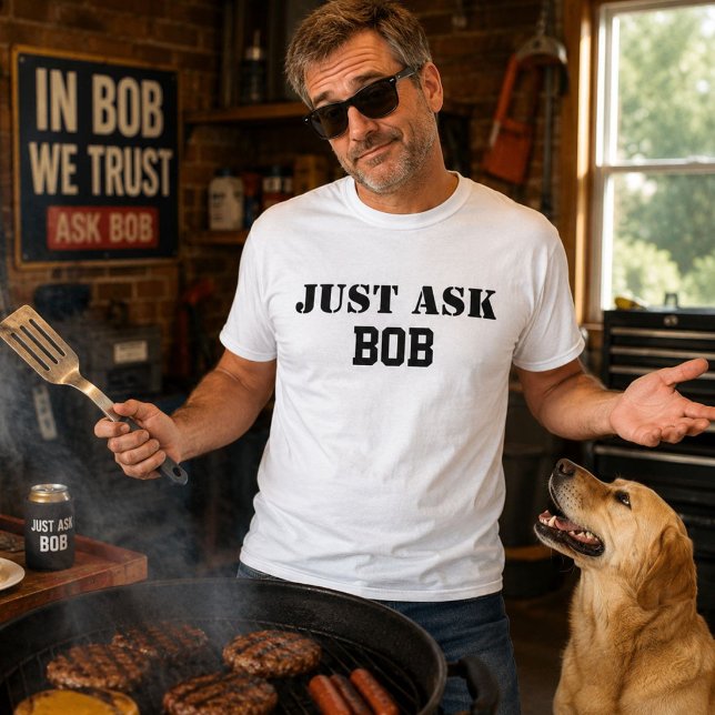 Só Perguntar ao Bob Camisa engraçada com nome pers (Criador carregado)