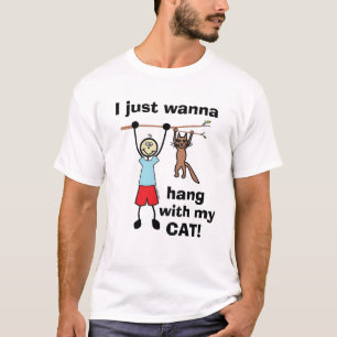 Só Quero Ficar Com O Meu Gato! T-Shirt Humorosa