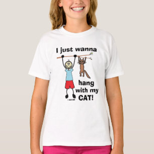 Só Quero Ficar Com O Meu Gato! T-Shirt Humorosa