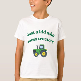 Só uma criança que ama tratores - t-shirt infantil