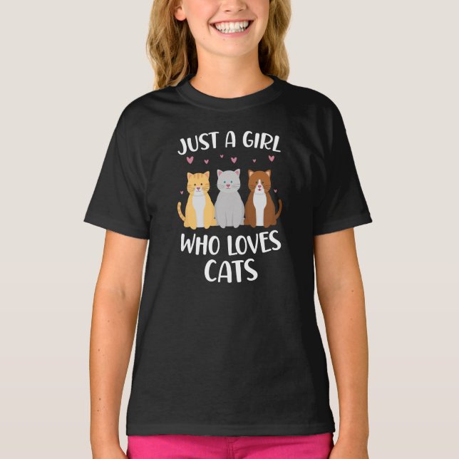 Só uma garota que ama uma camiseta de gatos (Frente)