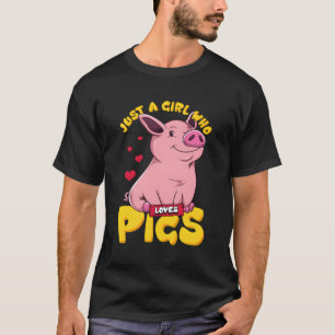 Só Uma Menina Que Ama Suínos Camisa Farmer De Porc