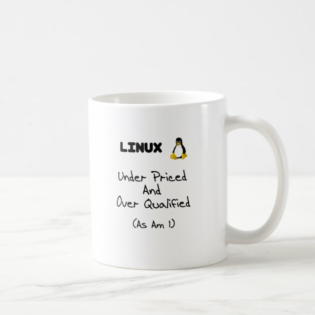 Sob a caneca fixada o preço de Linux (Direita)