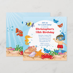 Sob a Festa de Piscinas do Mar, garoto do Convite