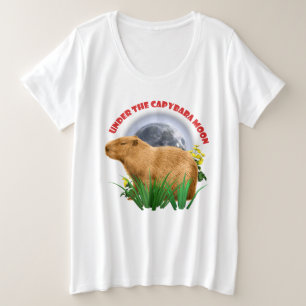Sob a Lua do Capivara Camiseta Divertida de Capiva