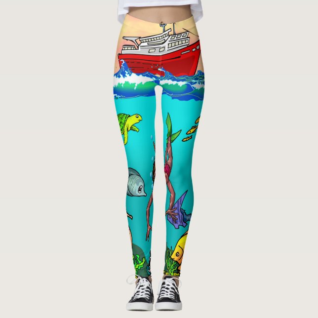 Sob As Leggings Personalizadas Do Mar (Frente)