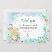 Sob O Cartões de agradecimentos De Sereia Do Mar