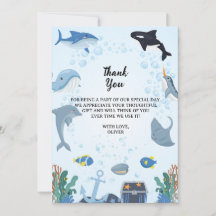 Sob o Cartões de agradecimentos Sea Birthday Invti