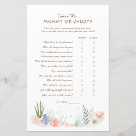 Sob o Chá de fraldas do mar, adivinha quem Mamãe o