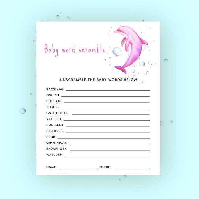 Under the sea baby shower - Baby Word Scramble (Criador carregado)