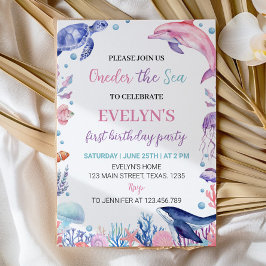 Sob o Convite De Aniversário Da Tartaruga Marítima