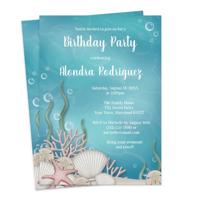 Sob o Convite de aniversário do mar (Under the Sea Birthday Party Invitation from Artistically Invited on Zazzle.)