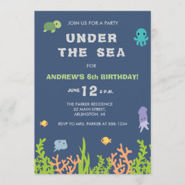 Sob o convite de aniversário do mar