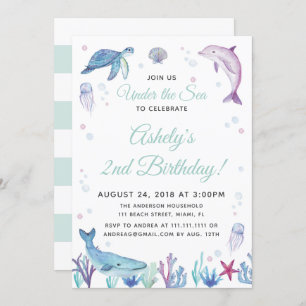 Sob o convite de aniversário do oceano do mar