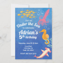 Sob o convite de aniversário do Sea Blue ocean