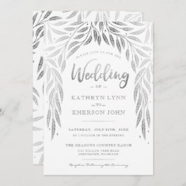 Sob o convite de casamento de Willows Faux Silver