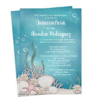 Sob o Mar (Bajo el mar) Quinceañera Convite
