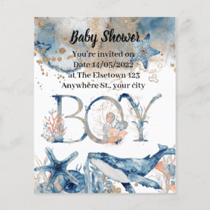 Sob o mar Blue Beach Whale babyShower