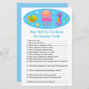 Sob o mar Como você conhece bem o chá de fraldas G