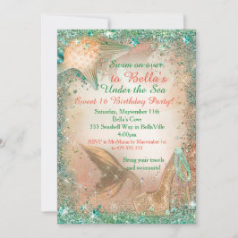 Sob o Mar de Sereia - Convites de Aniversário