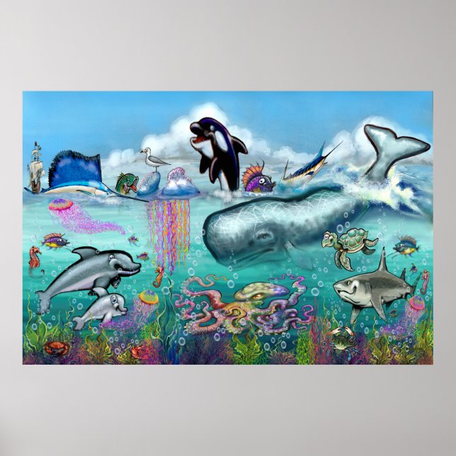 Sob o mar Grande Poster (Frente)