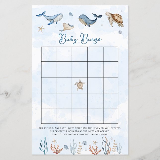 Sob o mar Jogo Bebê Bingo (Frente)