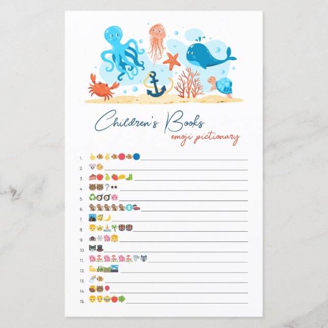 Sob o Mar, livros infantis, picário de emoji (Frente)